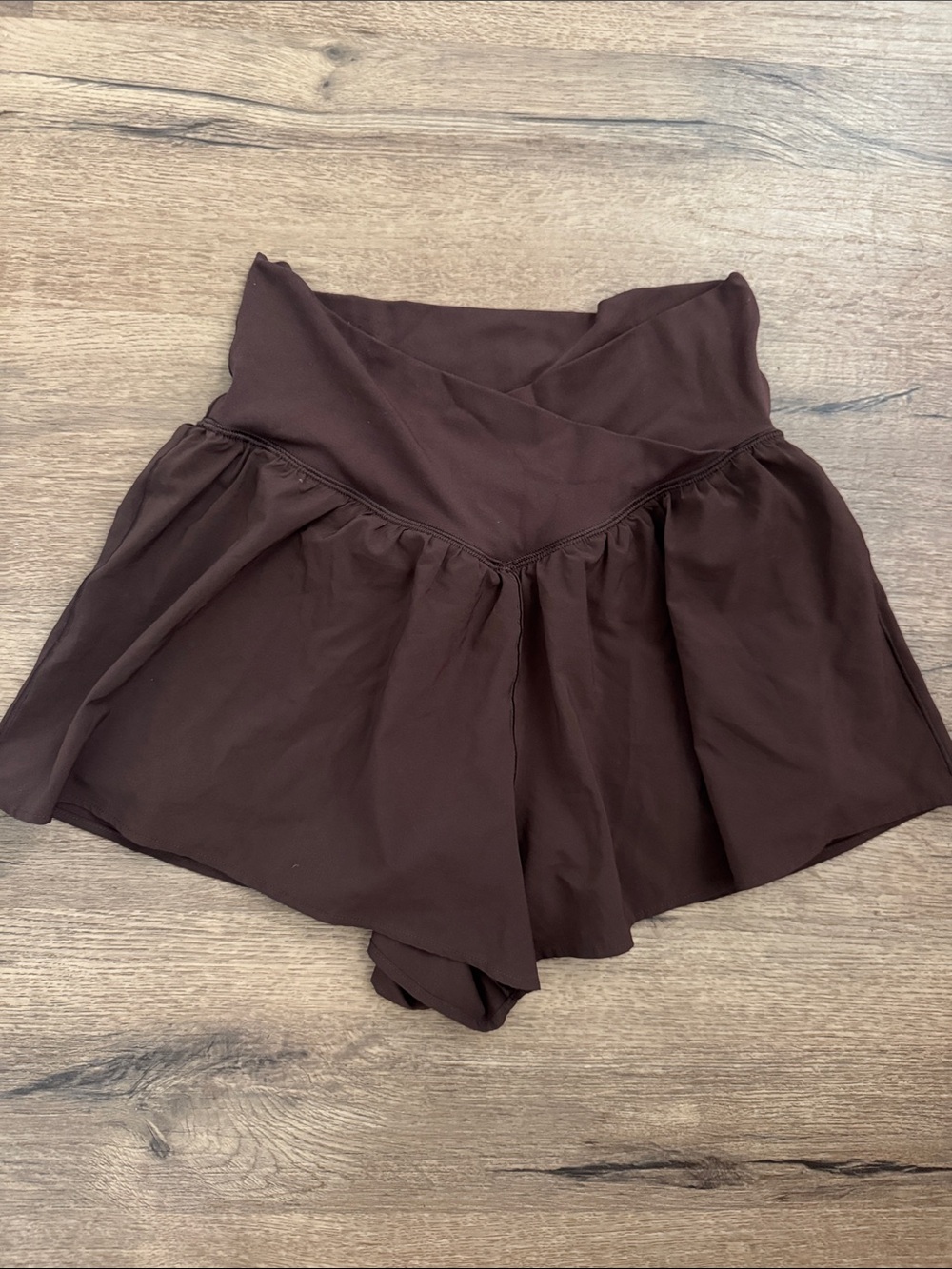 aerie Chocolate Brown High-Waist Short with Crossover Waistband